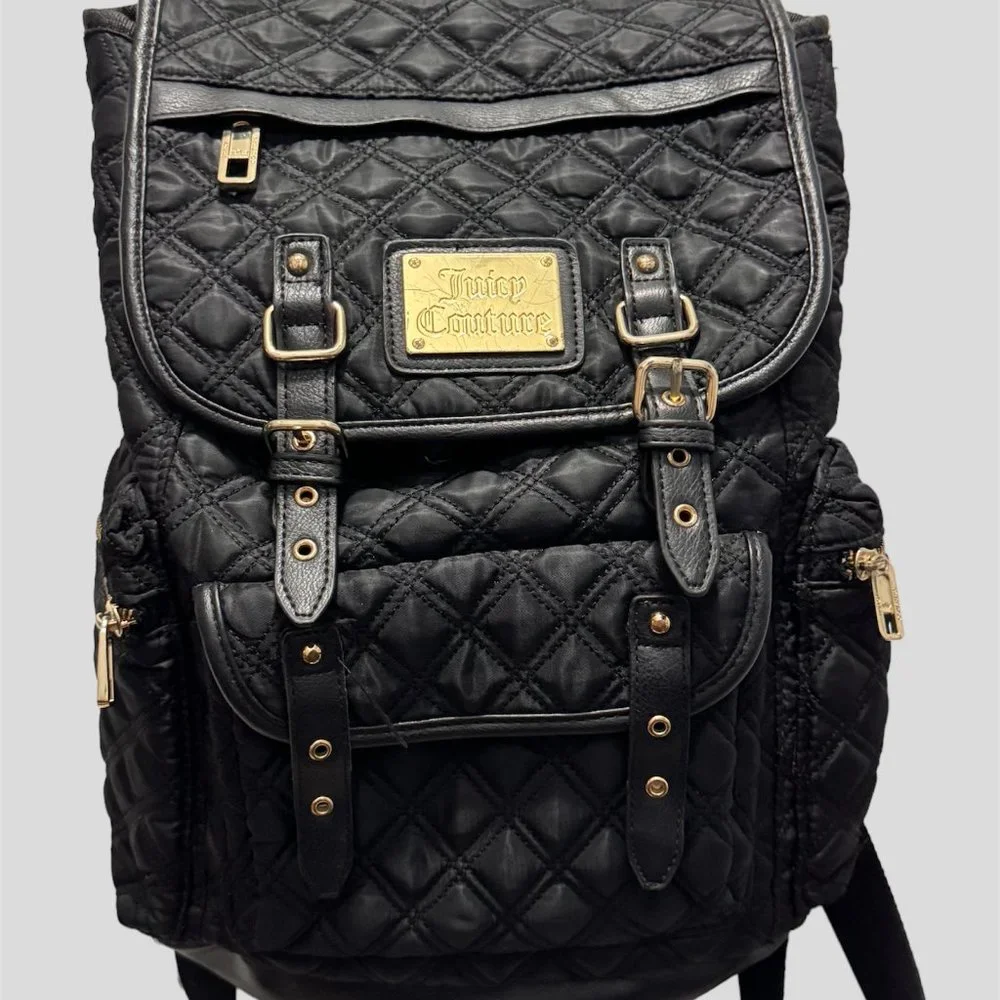 Juicy Couture black quilted backpack with adjustable straps